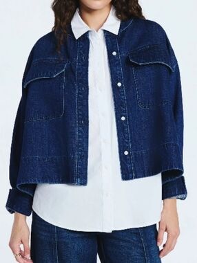 Scoop Dark Blue Denim Button Down Shirt Jacket Size XL